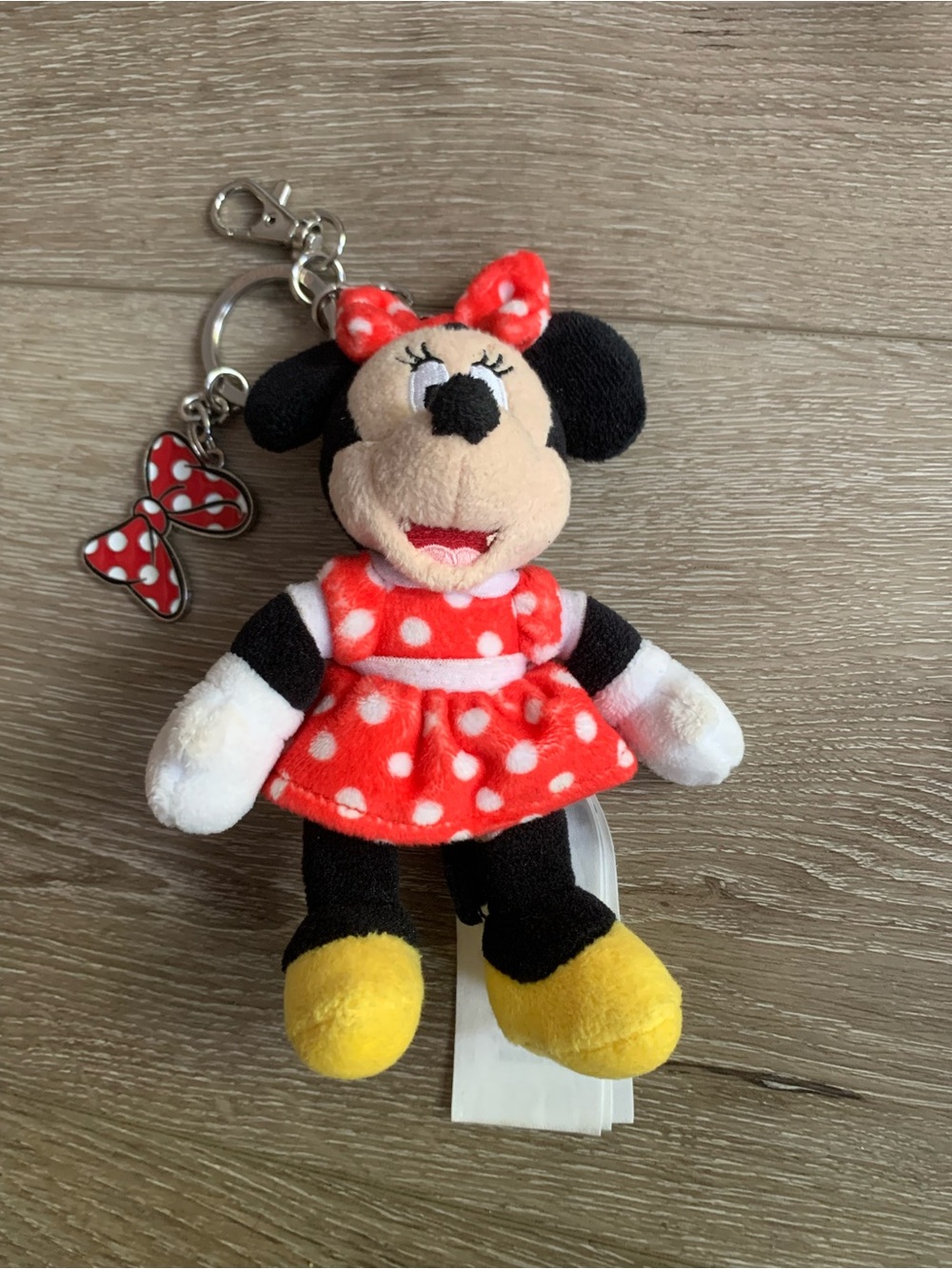 Disney Parks Minnie Mouse Plush Keychain with Bow Charm Bag